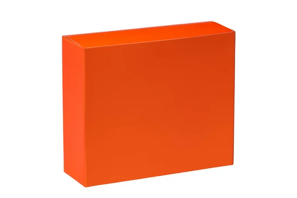 Pudełko Odizolowane Zamknięte Pomarańczowe Pudełko Tekturowe Lub Pudełko Papier Kraft — Zdjęcie stockowe