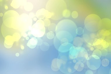 Soyut bulanık taze bahar ışığı narin, sarı, bokeh arkaplan dokusu parlak dairesel yumuşak renk ışıklarıyla. Güzel bir arkaplan çizimi. Boşluk.