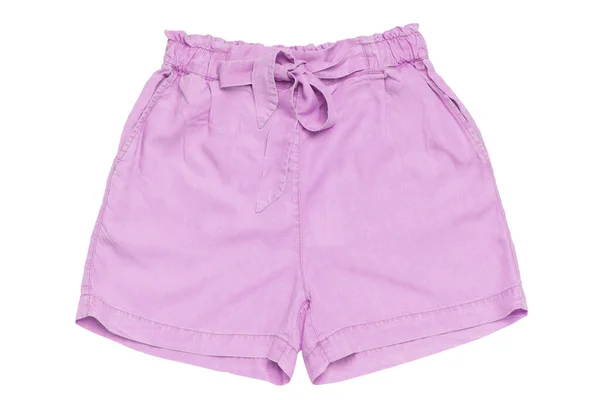 Closeup Female Stylish Fashionable Light Pink Short Pant Ribbon Bow — Stock Photo, Image
