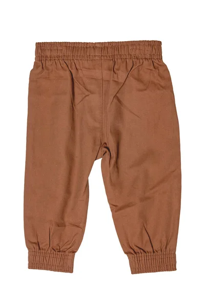 Clothes Newborn Stylish Brown Baby Pants Sweatpants Isolated White Background — Stock Photo, Image