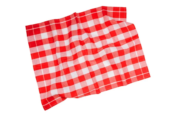 Closeup Red White Checkered Napkin Tablecloth Texture Isolated White Background — Stock Photo, Image