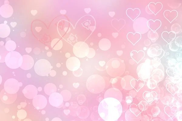 Abstract Festive Blur Light Pink Pastel Background White Pink Hearts — Zdjęcie stockowe