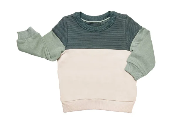 Autunno Inverno Vestiti Bambini Caldo Maglione Verde Beige Accogliente Pullover — Foto Stock