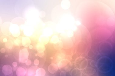 Soyut koyu mavi eğimli pembe turuncu arkaplan dokusu, parlayan parlayan parlayan parlak bokeh daireler ve parlayan dairesel ışıklar. Bokeh ışık efektli güzel arkaplan.
