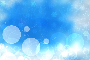 Soyut bulanık Festival ışık mavi kış Noel ve mutlu yeni yıl arka plan parlak mavi ve beyaz bokeh ile ışıklı kar taneleri ve yıldız. Tasarımınız için boşluk. Kart kavramı.