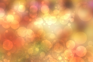 Soyut, soyut, zarif, sarı, turuncu arkaplan desenli, parıltılı, ışıltılı bokeh daireler ve yıldızlar. Mutlu yıllar, parti davetiyesi, sevgililer günü kartı konsepti. 