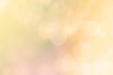Soyut, taze, bulanık bahar ışığı, hassas pastel, sarı, turuncu bokeh arkaplan dokusu, parlak dairesel, yumuşak renkli ışıklar ve yıldızlar. Güzel arkaplan illüstrasyonu.