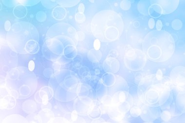 Soyut bulanık taze bahar ışığı hassas pastel mavi turkuaz beyaz bokeh arkaplan dokusu parlak dairesel yumuşak renkli ışıklar. Kart konsepti. Güzel arkaplan illüstrasyonu.