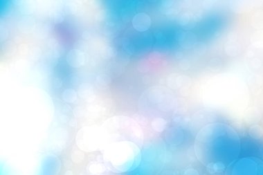 Soyut bulanık taze bahar ışığı hassas pastel mavi turkuaz beyaz bokeh arkaplan dokusu parlak dairesel yumuşak renkli ışıklar. Kart konsepti. Güzel arkaplan illüstrasyonu.