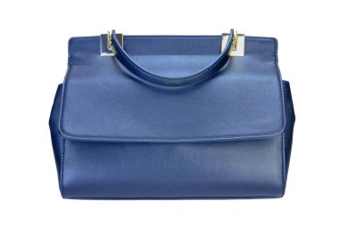 Deri çanta izole edilmiş. Beyaz bir arka planda izole edilmiş şık, zarif bir kadın çantası. Kesme yolu. Kadın aksesuarları.