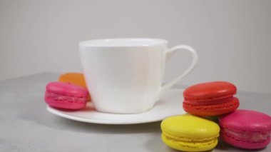 güzel ve renkli Fransızca macaroons.