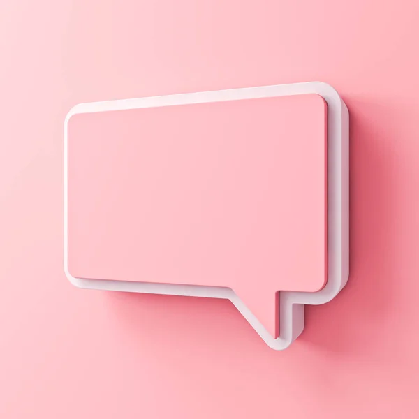 Perspectief Spraakbel Pin Geïsoleerd Roze Pastel Kleur Muur Achtergrond Met — Stockfoto