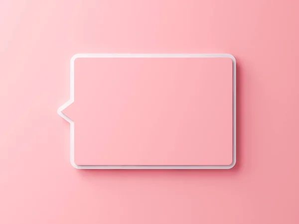 空白のピンク情報スピーチバブルインデックスサインまたはソーシャルメディア通知ピンクのパステルカラーの壁の背景に隔離されたサインピンアイコンをポップアップシャドウ最小概念的な3Dレンダリング — ストック写真