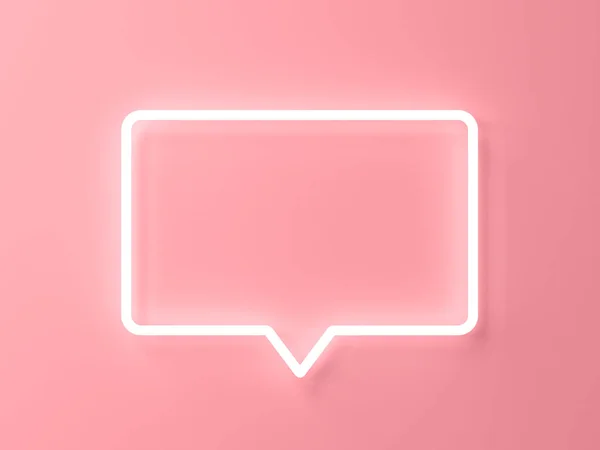 Blanco Neon Licht Spraakbel Teken Pin Geïsoleerd Roze Pastel Kleur — Stockfoto