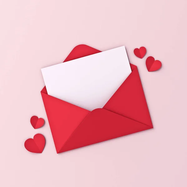 Love Letter Creative Idea Concepts Blank White Paper Red Envelope — 스톡 사진