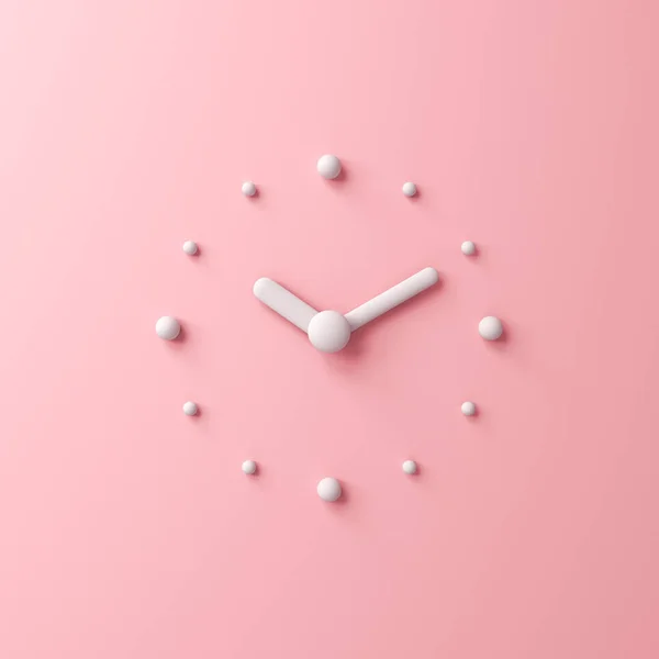 甜蜜的抽象时钟时间创意概念孤立在粉红彩色墙背景与阴影最小概念3D渲染 — 图库照片