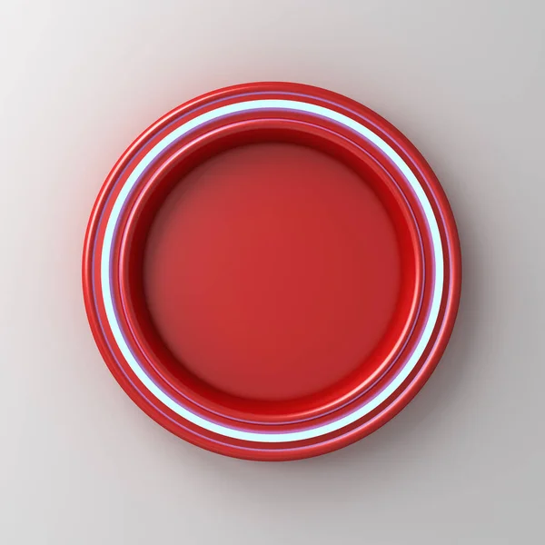 Nowoczesny Czerwony Okrągły Znak Niebieską Neonową Żarówką Izolowane Białym Tle — Zdjęcie stockowe