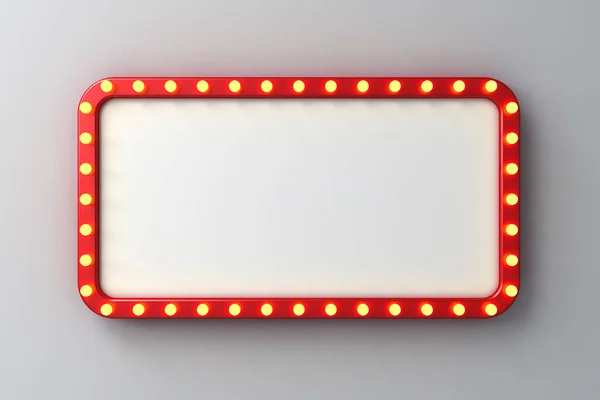 광고판이나 전구가 전구가 백벽에 그림자 렌더링 백색광 — 스톡 사진