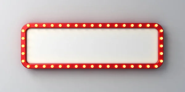 Длинный Ретро Рекламный Щит Пустая Сияющая Вывеска Светящимися Желтыми Неоновыми — стоковое фото