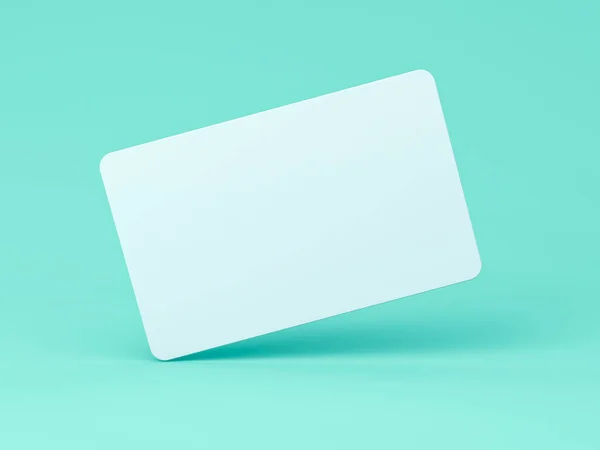 Blank White Business Card Isolated Blue Green Pastel Color Background — Stock Photo, Image