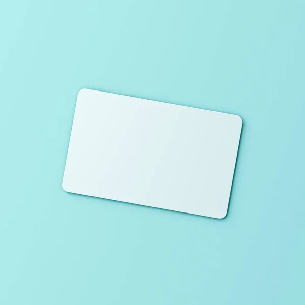 青い緑のパステルカラーの背景に影を最小限の概念的な3Dレンダリングで隔離された空白のホワイトビジネスカード — ストック写真