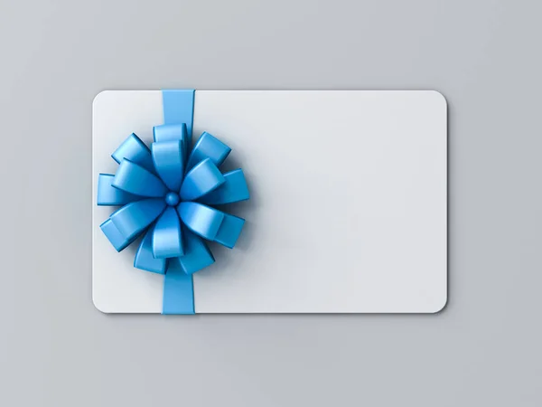 Cartão Presente Branco Branco Com Laço Fita Azul Voucher Presente Imagens De Bancos De Imagens