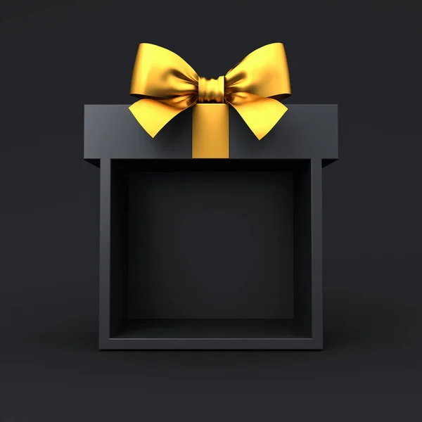 Κενό Μαύρο Κουτί Δώρου Οθόνη Προϊόν Βιτρίνα Mock Σταθεί Χρυσή — Φωτογραφία Αρχείου