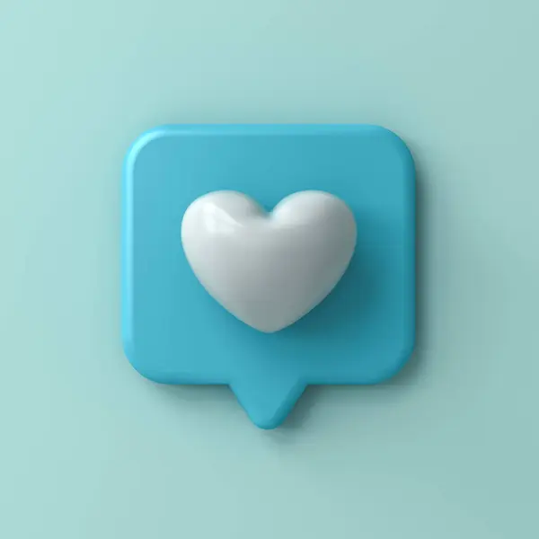 Mavi Aşk Kalp Sosyal Medya Bildirim Simgesi Gibi Mavi Pastel — Stok fotoğraf