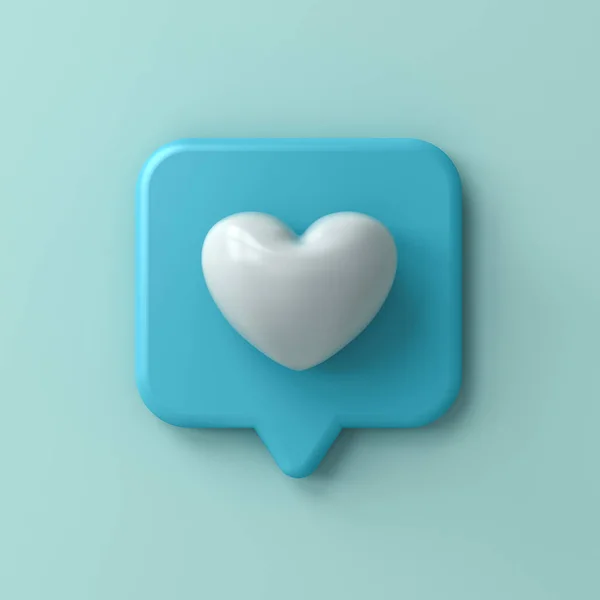 Blue Love Heart Social Media Notification Icon Blue Pastel Color Stockfoto