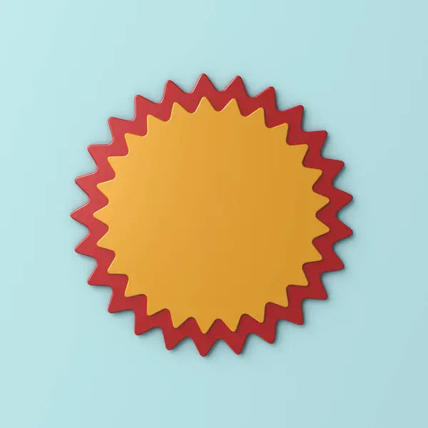Leere Minimale Rot Gelb Starburst Aufkleber Zeichen Banner Produktkennzeichen Etikett Stockbild