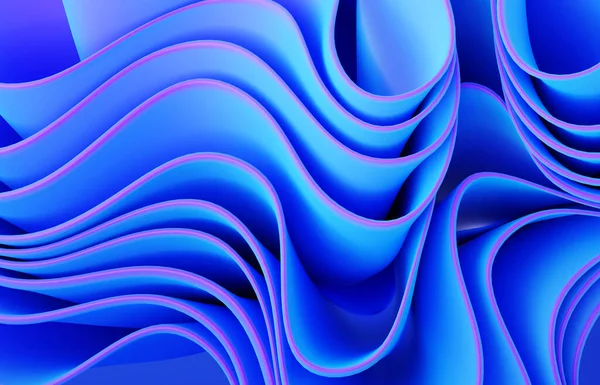 Abstracte Moderne Neon Blauwe Violette Kleuren Achtergrond Met Zijdeachtige Ruches — Stockfoto