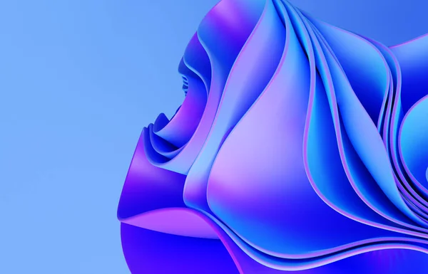 Abstraktní Moderní Neonové Modré Fialové Barvy Pozadí Hedvábným Volánkem Složeným — Stock fotografie