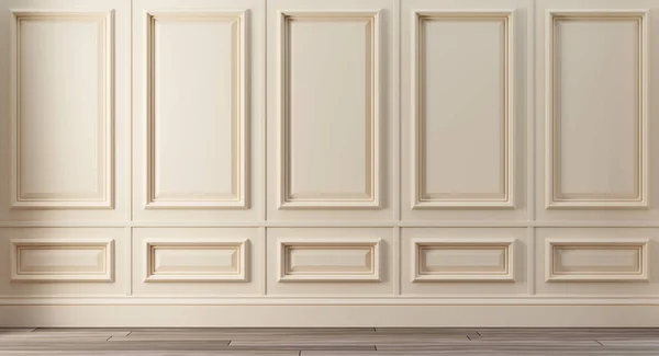 Interior Clásico Lujo Beige Vacío Con Paneles Moldeo Pared Suelo — Foto de Stock