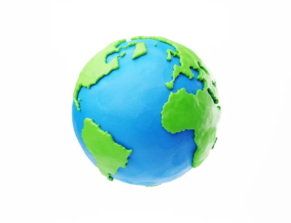 Plasticine Cartoon Aarde Geïsoleerd Witte Achtergrond Ontwerpelement Van Aarde Illustratie — Stockfoto