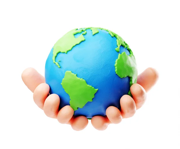Dag Van Aarde Milieuvriendelijk Concept Onderhoud Aarde Concept Menselijke Plasticine — Stockfoto