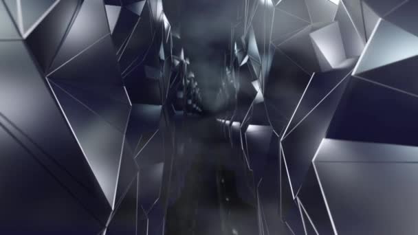 Бесшовное Движение Тёмному Коридору Плексусными Стенами Туманными Облаками Цикл Animation — стоковое видео