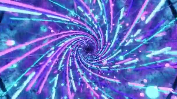 Colorful Time Space Warp Wormhole Particles Science Fiction Background Dalam — Stok Video