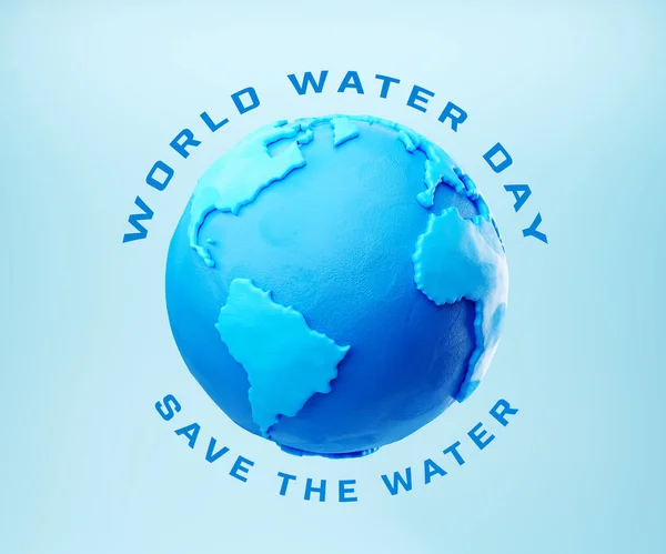 World Water Day Eco Friendly Concept Plasticine Cartoon Earth World — Stock Photo, Image