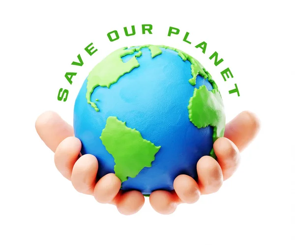 Dag Van Aarde Milieuvriendelijk Concept Onderhoud Aarde Concept Menselijke Plasticine — Stockfoto