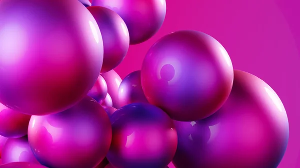 Абстрактні Блакитні Рожеві Неонові Кульки Рожевому Фоні Сучасні Мінімальні Геометричні — стокове фото