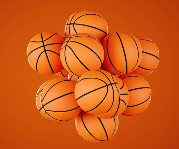 Basketball Ball Sport Concept Background Many Classic Orange Basketball Balls — Stock Photo, Image