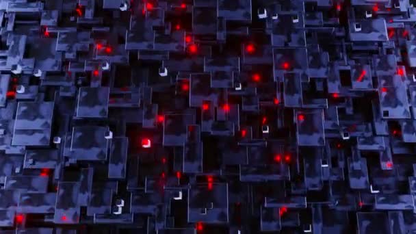 Techniczna Grafika Ruchu Tła Lecącego Przodu Pętli Bezszwowej Pływającymi Neonowymi — Wideo stockowe