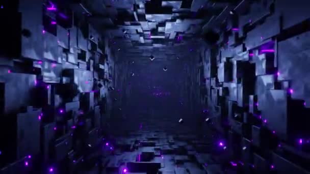Naadloze Lus Motion Graphics Van Vliegen Vierkante Tech Tunnel Met — Stockvideo