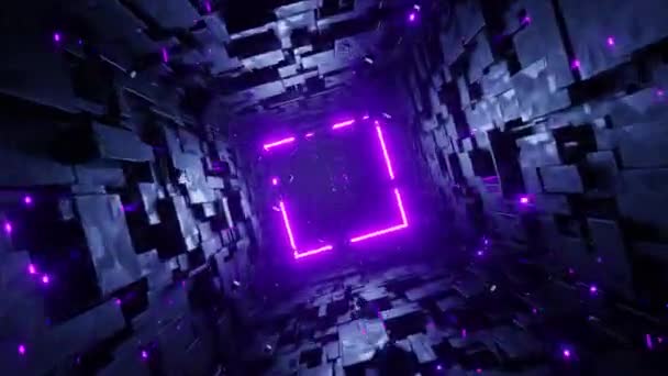 Naadloze Lus Motion Graphics Van Vliegen Rotatie Vierkante Tech Tunnel — Stockvideo