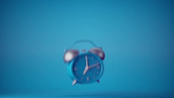 Animación Bucle Abstracto Timbre Reloj Alarma Retro Azul Sobre Fondo — Vídeos de Stock