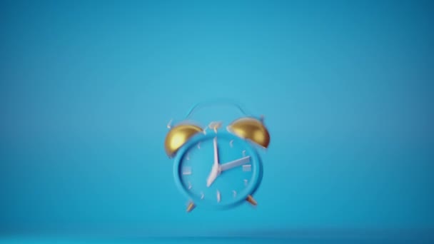 Animación Bucle Abstracto Timbre Reloj Alarma Retro Azul Sobre Fondo — Vídeos de Stock