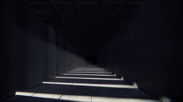 Naadloze Lus Motion Graphics Van Vliegen Industriële Betonnen Tunnel Met — Stockvideo