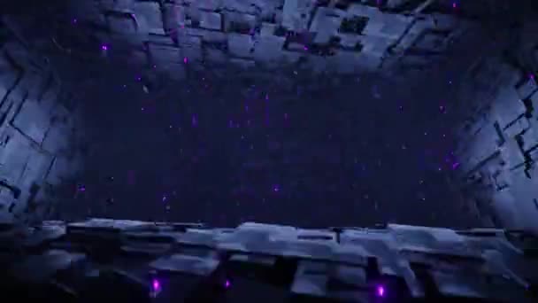 Naadloze Lus Motion Graphics Van Vliegen Rechthoekige Tech Tunnel Met — Stockvideo