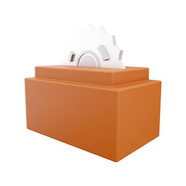 3 boyutlu kırmızı testere bıçağı. Yarısı testere 3D, yarısı testere simgesi.