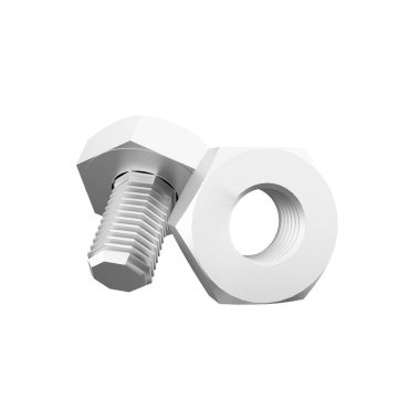 3D resimli altıgen cıvatalar. 3B illüstrasyon altıgen cıvata, simge.